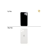 iPhone 11 PRO Gümüş Renk Arka Kapak Arka Cam Batarya Kapağı Lazer Kesim Kapak Pil Kapağı