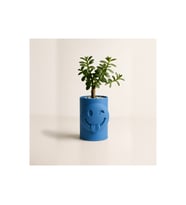 Alvera Emoji Planter – 3D Baskı Göz Kırpan Yüzlü Minik Yeşil Saksısı-Mavi