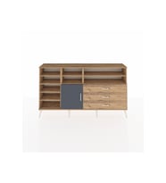 Arges Konsol 8 Raflı 3 Çekmeceli Tek Kapaklı  176x30x99 Çam-Antrasit/Çam