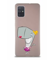 Samsung Galaxy A71 Soft Premier Kapak Pearl Yengeç Tasarımlı Silikon Kılıf - Pudra (Şeffaf)