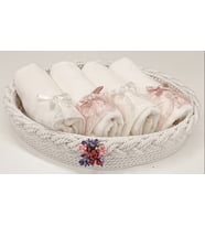 FNT OVAL HAVLULU SEPET 4 ADET 30*50 CM FİSTOLU KADİFE HAVLU HEDİYELİK BOHÇALIK ÇEYİZLİK