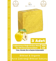 %100 Doğal Güzel Kokulu El Yüz Saç Vücut Cilt Orijinal Bitkisel Ayva Çekirdeği Sabunu 100G - 3 Adet