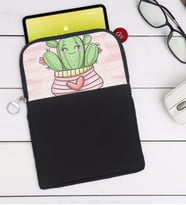 BK Gift Kaktüs Tasarımlı Taşınabilir Koruyucu Tablet Kılıfı & Organizer Çanta - Siyah-1