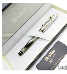 Scrikss Special İsme Özel Gold Krom Siyah Altın Çizgili Roller Kalem