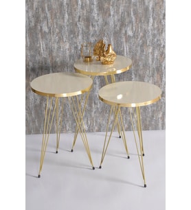 Zigon Sehpa Gold Krem Tel