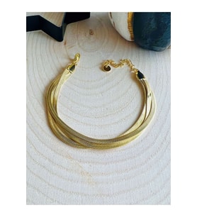 GOLD RENK ÜÇLÜ İTALYAN ZİNCİR ÇELİK BİLEKLİK ACR0483