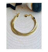 GOLD RENK ÜÇLÜ İTALYAN ZİNCİR ÇELİK BİLEKLİK ACR0483