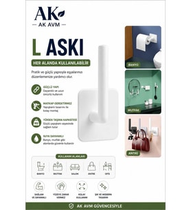 L Şeklinde Yapışkanlı Havlu Askısı Mutfak Banyo Duvar Tutucu