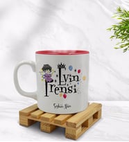 BK Gift Kişiye Özel Evin Prensi Tasarımlı İçi Kırmızı Renkli Kupa Bardak Model 1