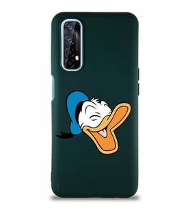 Realme 7 Soft Premier Kapak Donald Duck-E Tasarımlı Silikon Kılıf - Yeşil (Şeffaf)
