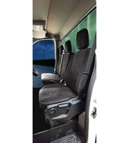 Ford Transit Tek Kabin Özel Dikim Kapitone Desen Taytüyü Kumaş Oto Koltuk Kılıfı Siyah-Beyaz ile uyumlu SMRNM-10019