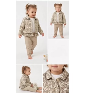 Northcity 6-24 Ay Ceketli Keten Pantolonlu 3lü Bebek Takımı - Anti-Allerjik ve Çıtçıtlı Kumaş