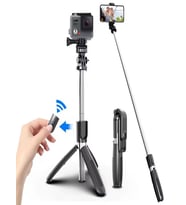 Telefon ve Kamera Uyumlu Bluetooth Tripodlu Selfie Çubuğu  19-100cm Alüminyum Gövde VLOG
