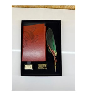 Retro Tasarım Divit Hokka Deri Defter Tüylü Kalem Klasik Hediye Seti