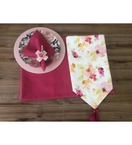 SOFRA SUNUM TAM SET SULUBOYA ÇİÇEK DESENLİ (Krem)
