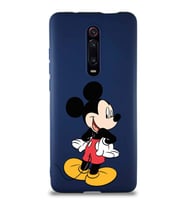 Xiaomi Mi 9T Pro Soft Premier Kapak Mickey Mouse-D Tasarımlı Silikon Kılıf - Lacivert (Şeffaf)