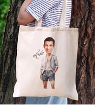 BK Gift Kişiye Özel Erkek Karikatürlü Kanvas Bez Plaj Çantası Baskılı Omuz Çantası-24, Alışveriş Çantası, Arkadaşa Hediye, Sevgiliye Hediye
