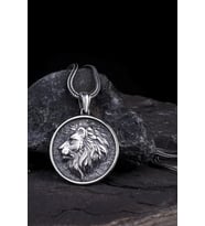 Kabartma Aslan Model 925 Ayar Gümüş Kolye - Silver
