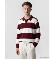 LCW Kids Bordo Polo Yaka Çizgili Erkek Çocuk Triko Kazak