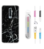 Oppo Reno 2Z 4 Lite 4 Pro 5 6 7 A31 Kılıf Kablo Koruma Spiral Silikon Black Marble 3 1382