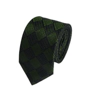Cengiz İnler Kareli Desen Mendilli Mikrofiber Erkek Kravat (Lacivert)