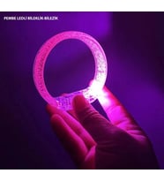 Pembe Led Işıklı Baskı Yapılabilen Pilli Bileklik Bilezik 1,5 Cm Genişlik
