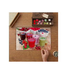 Meyveli İçecekler - Taze Meyveler Tasarımı 240 parça Ahşap Puzzle Ahşap Kutuda MP02675