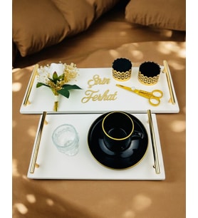 Unite Gold Söz ve Mermer Nişan Tepsisi
