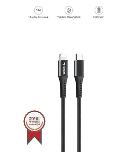 Şarj Kablosu Type-C to Lightning 3.0A Data Kablo AP210 Siyah (Beyaz)