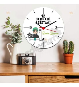 Cerrahi Asistanı Kadın Figür Duvar Saati