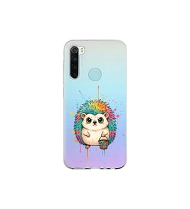 Redmi Note 8 ile Uyumlu Splash Kirpi Tasarımlı Şeffaf Silikon Kılıf