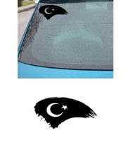 Türk Bayrağı Oto Kapı Cam Kaput Sticker - Oto Sticker - Araba Sticker - 20cm (Siyah)