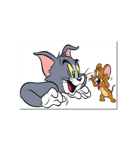 Ahşap Tablotom Ve Jerry Beyaz Arkaplan (25x35 Cm Boyut)