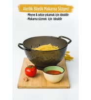 Akrilik Füme Makarna Süzgeçi & Sebze Meyve Süzgeçi