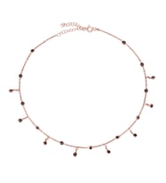 Siyah Taşlı Pırlanta Montür Rose Altın Kaplama Choker Gümüş Kolye