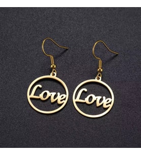 Kişiye Özel 925 Ayar Gümüş Love Küpe (Gold)