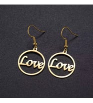 Kişiye Özel 925 Ayar Gümüş Love Küpe (Gold)