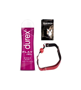Durex Kiraz Aşkı 50 ml Jel + Kırmızı Deri Ağız Topu + Hediye