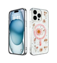 iPhone 14 Pro Max Kılıf Daisy Simli Magsafe Kapak - Pembe