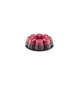 OMS 3280 Muffin Cupcake 26 cm Döküm Granit Kek Kalıbı Siyah-Kırmızı