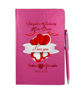 Sevgililer Gününe Özel Pembe Defter Kalem & Hediye Seti 25