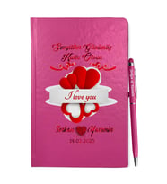 Sevgililer Gününe Özel Pembe Defter Kalem & Hediye Seti 25