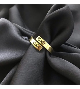 Kişiye Özel 925 Ayar Gümüş Çift İsim Yüzük (Gold)