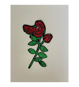 18X8 CM YEŞİL YAPRAK VE GÜL PUL  PAYETLİ ÜTÜ İLE YAPIŞAN APLİKE