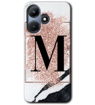 İnfinix Hot 30i Kılıf HD Desen Baskılı Kılıf - Pembe Mermer Desenli M Harfi