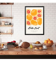 Tekli Ahşap Lamine Çerçeveli Mdf Tablo Hello Fruit Greyfurt (Siyah)