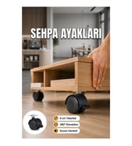 Sehpa ve Restoran Arabası İçin 6 cm Kilitli Tekerlekli Ayak Seti 4'lü