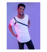 Çapraz Kol Detaylı Erkek Deri Harness (Siyah)