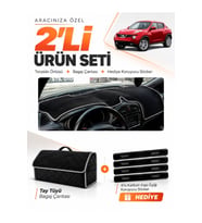 e-biz NİSSAN JUKE (2010-2019) Uyumlu Torpido Örtüsü + Tay Tüyü Bagaj Çantası - Siyah-Gri - NI004
