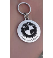 Kişiye Özel BMW Logo Detaylı İsim Anahtarlık 925K Gümüş